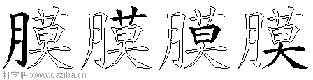 膜的五笔拆分图,膜的五笔字根表