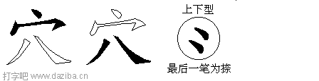 穴的五笔拆分图,穴的五笔字根表