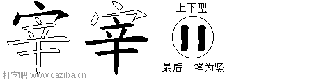 宰的五笔拆分图,宰的五笔字根表