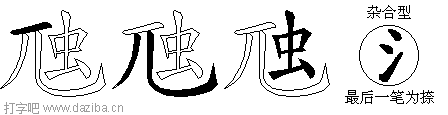 虺的五笔拆分图,虺的五笔字根表
